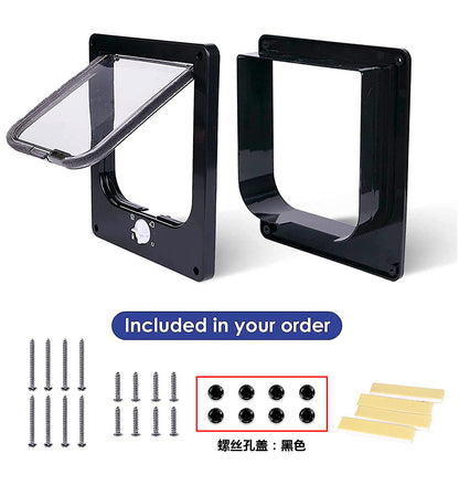 Size S Black 4-Way Locking Pet Flap Door for Cats and Small Dogs - Weatherproof Magnetic Cat Door