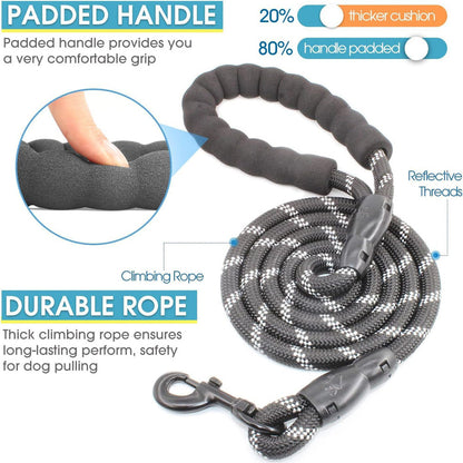 Red 3-in-1 Tangle-Free Dog Leash for 1-3 Dogs - Heavy Duty Bungee Coupler with Reflective Stitching & Padded Handle