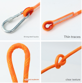 Red 10mm Double Hook Climbing Rope Set - 10m Durable Outdoor Safety Rescue Cord