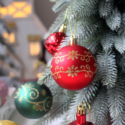 Automobile Model 72-Piece Christmas Bauble Set - Hand-Painted House and Round Ornaments