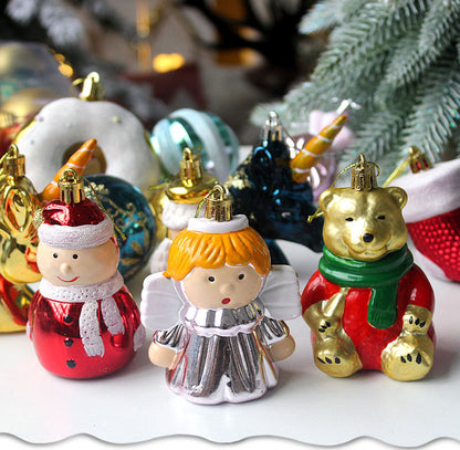 Bear 72-Piece Christmas Bauble Set - Hand-Painted House and Round Ornaments