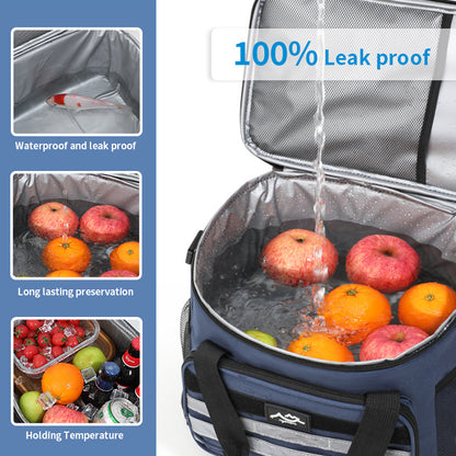 Beige Versatile Large-Capacity Picnic Insulated Bag - Detachable Shoulder Strap & Ice Pack