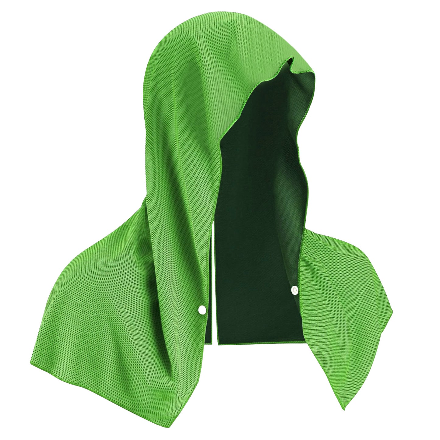 Green 5-Pack Instant Cooling Towel Set - UPF Sun Protection Hooded Ice Towels for Sports & Outdoor Activities