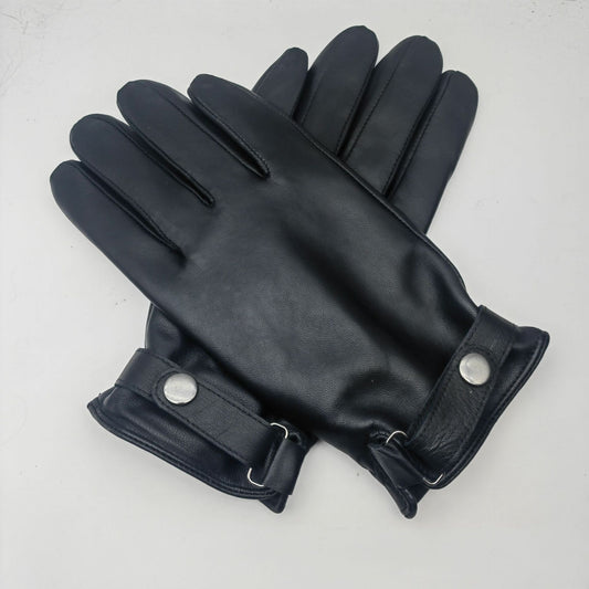 XL Black Premium Men's Genuine Sheepskin Leather Driving & Cycling Gloves