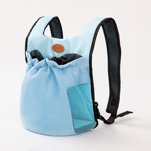 S Blue Hands-Free Pet Carrier Backpack for Small Dogs & Cats - Breathable Chest Pack for Outdoor Travel & Hiking