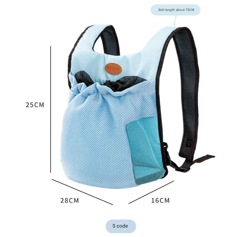 S Blue Hands-Free Pet Carrier Backpack for Small Dogs & Cats - Breathable Chest Pack for Outdoor Travel & Hiking