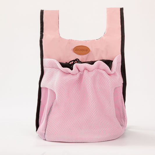 L Pink Hands-Free Pet Carrier Backpack for Small Dogs & Cats - Breathable Chest Pack for Outdoor Travel & Hiking