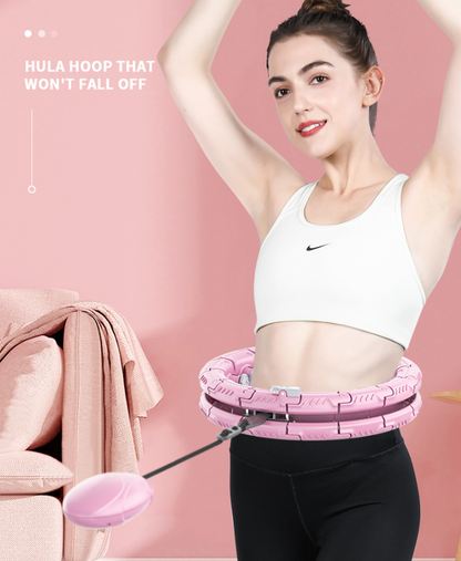 Light pink 24 Sections Adjustable Smart Hula Hoop with Weighted Ball - Never-Fall Fitness Ring with Massage Nodes for Core Training