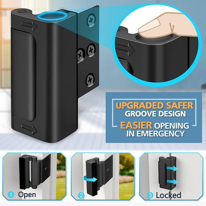 White Heavy-Duty Hotel Style Security Door Lock - Childproof Door Reinforcement Latch for Home Safety