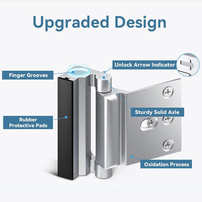 Silver Heavy-Duty Hotel Style Security Door Lock - Childproof Door Reinforcement Latch for Home Safety