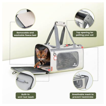 Olive Green Lightweight Foldable Pet Carrier with Straps