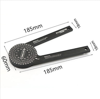 Black Precision 360-Degree Miter Saw Protractor - Aluminum Alloy Angle Finder for Woodworking & Carpentry