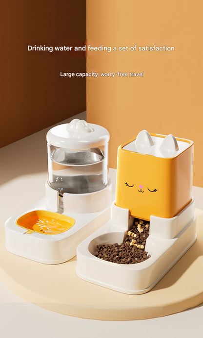 Blue Automatic Pet Feeder and Water Dispenser Set - Large Capacity Gravity Food & Water Combo for Cats & Dogs