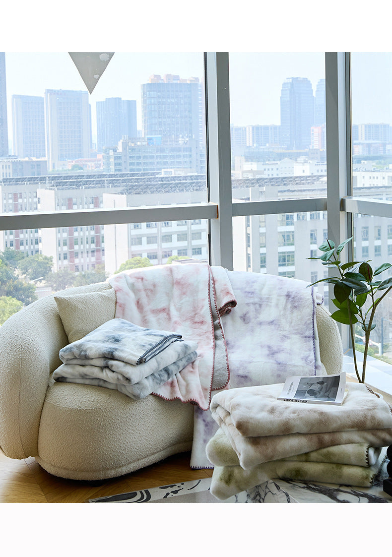 Coffee color Luxury Mink Velvet Ink Print Blanket - High-Quality Warmth for Your Home(150*200cm)