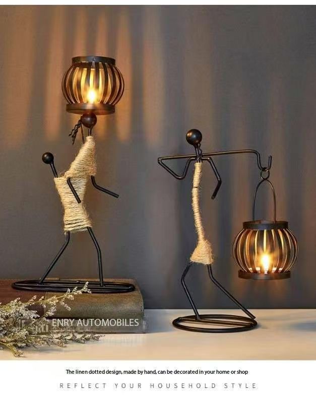 Creative Iron Girl Candle Holder for Nordic Restaurant Table Decorations and Bar Counter Accessories(Style C)