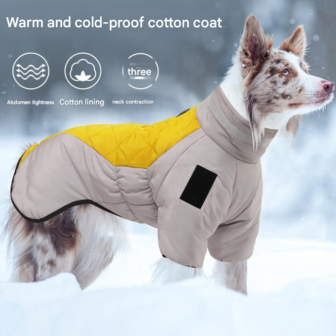 Grayish black Reflective Winter Dog Coat - Waterproof Puffer Vest with Harness D-Ring for Outdoor Walks(6XL)