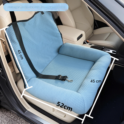 Grey Plush Dog Car Booster Seat - 2-in-1 Travel Bed for Small Dogs with Washable Cover