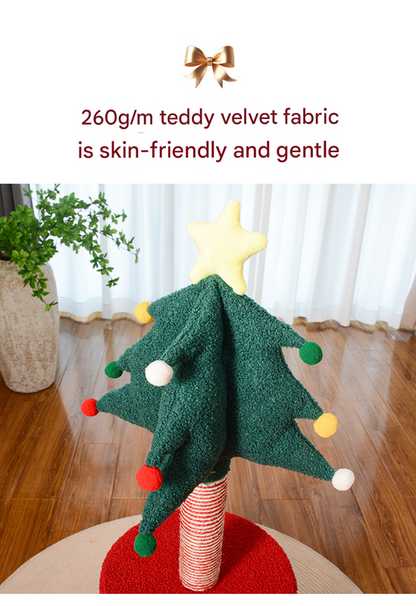 Festive Christmas Tree Cat Scratcher & Condo | 2-in-1 Sisal Post with Cozy Hideaway Bed