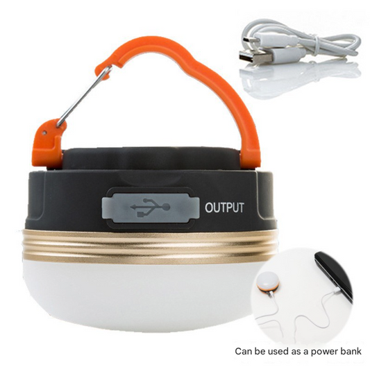 Compact Rechargeable LED Camping Lantern | 300 Lumen, 3 Modes, Magnetic Base & Power Bank Function