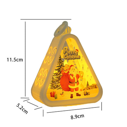 White Santa Claus Charming Christmas Scene Mini Lanterns (Set of 3) - Battery Operated LED Lights for a Cozy Holiday Glow