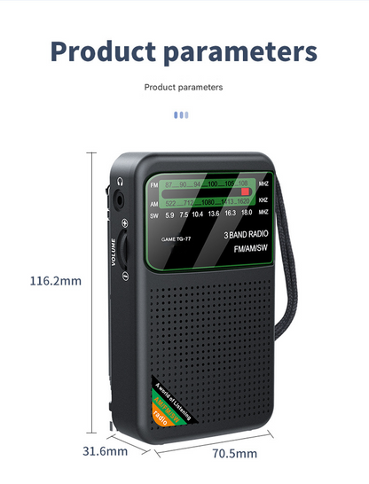Golden JOC TG-77 Multi-Band Rechargeable Radio for Seniors - Automatic Channel Search, FM/AM/SW Bands