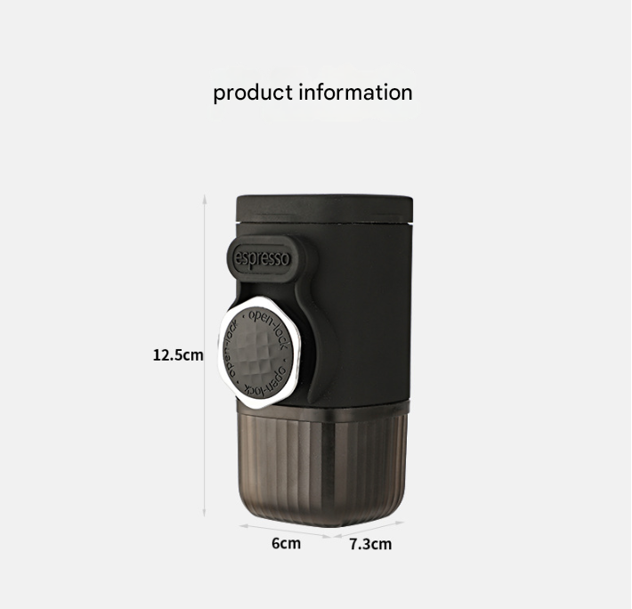White Portable Hand Press Espresso Machine - Compatible with Espresso Capsules and Ground Coffee for Home, Travel, and Outdoor Use