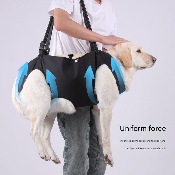 Black Pet Support Harness for Senior and Disabled Dogs - Adjustable Chest and Back Support Leash(Size S)
