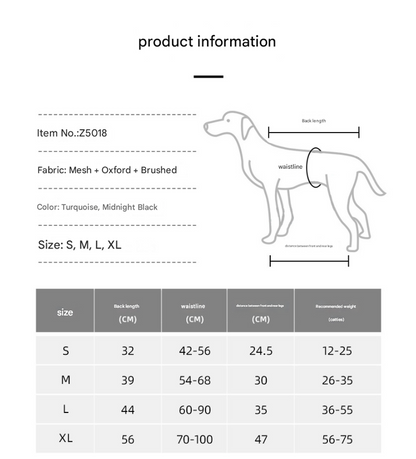 Black Pet Support Harness for Senior and Disabled Dogs - Adjustable Chest and Back Support Leash(Size L)