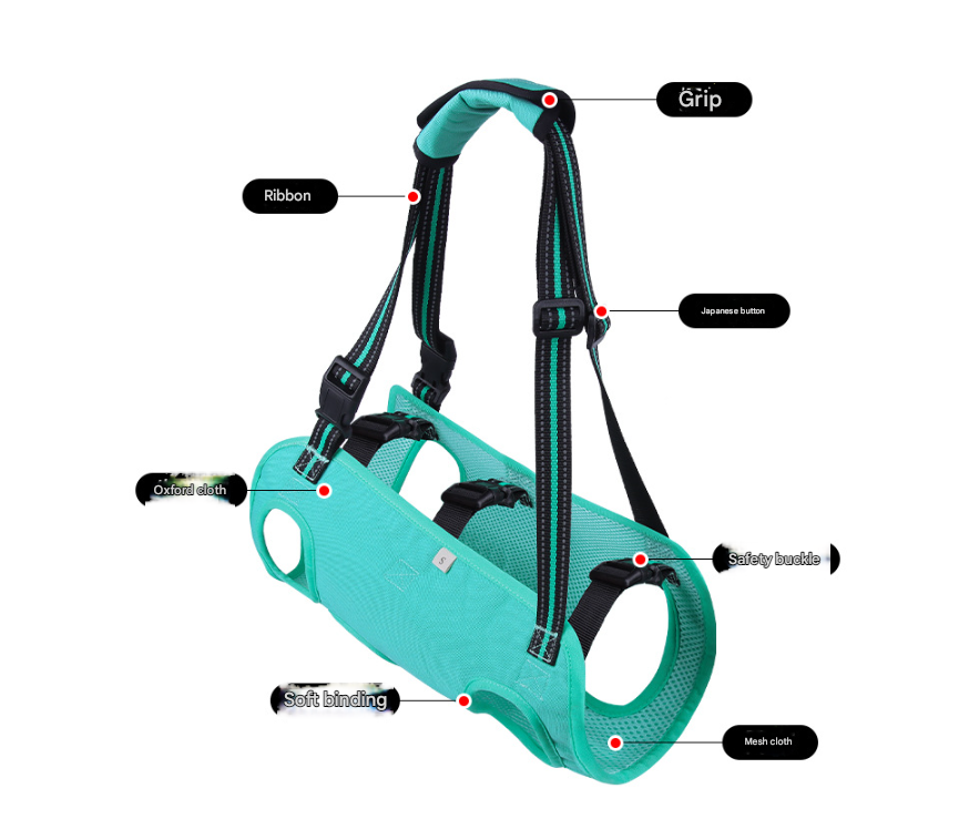 Green Pet Support Harness for Senior and Disabled Dogs - Adjustable Chest and Back Support Leash(Size S)