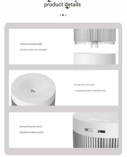 2-Piece Grey Mini Desktop Humidifier - Portable Mist Maker for Home and Car Use