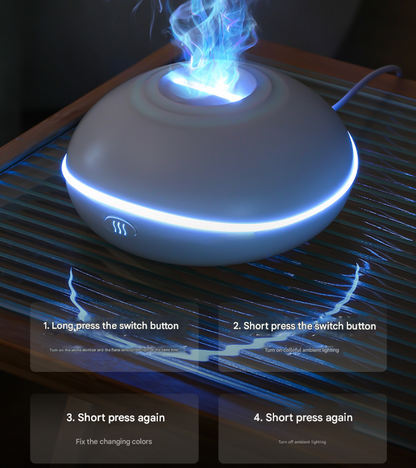 Wood grain Mini USB Aromatherapy Diffuser with Flame Projection - Portable Humidifier for Home and Car Use