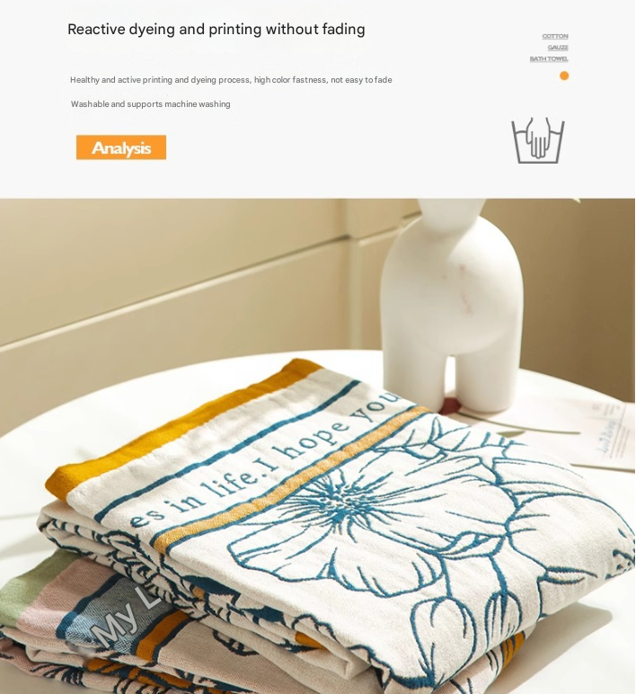 Rural breeze 40S Pure Cotton Gauze Bath Towel - Extra Large, Thick, Soft, and Highly Absorbent for Adults