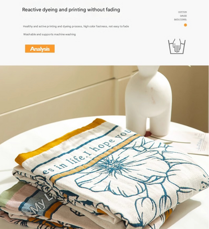 The Story of Broken Flowers 40S Pure Cotton Gauze Bath Towel - Extra Large, Thick, Soft, and Highly Absorbent for Adults