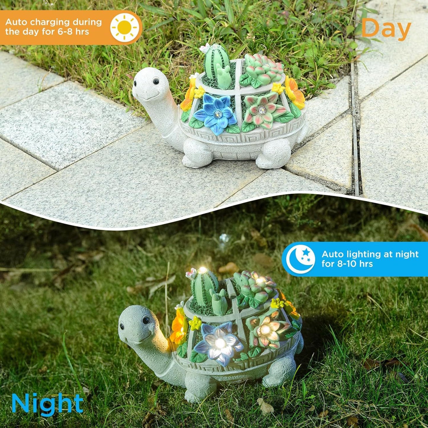 Cats and Butterflies Charming Solar-Powered Animal Garden Statue - Waterproof Resin Figurine with Glowing LED Accents