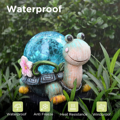 Big turtle Charming Solar-Powered Animal Garden Statue - Waterproof Resin Figurine with Glowing LED Accents