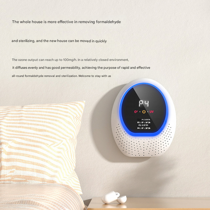 White Rechargeable Ozone & UV-C Air Purifier with Remote - Portable Odor Eliminator for Home, Pets & Closets