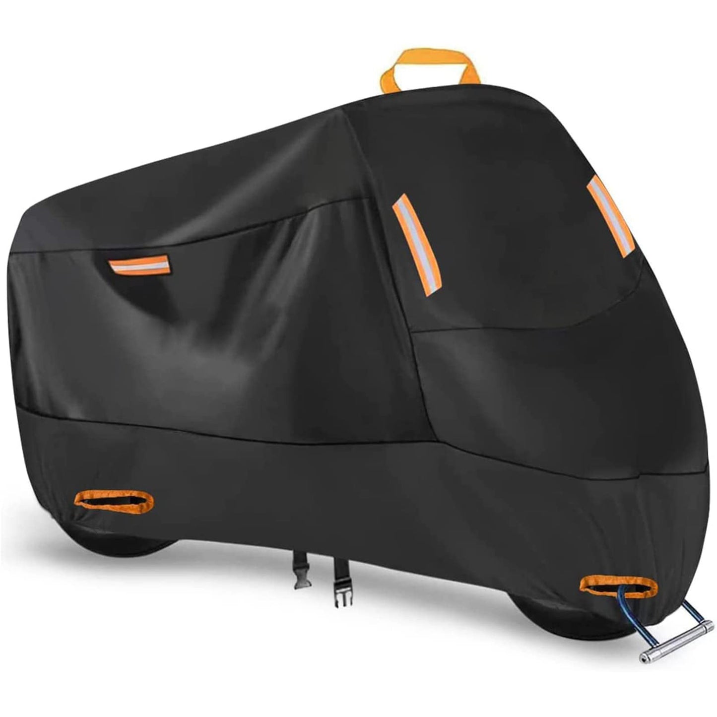 Heavy Duty 210D Waterproof Motorcycle Cover - All Season Outdoor Protection with Lock Holes & Windproof Buckles(Size: L)