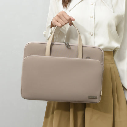 Grey Chic Padded Laptop Bag for 15.6-Inch Notebooks - Versatile Shoulder Briefcase with Trolley Strap