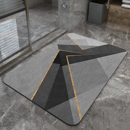 Grey Polarization reversal Modern Absorbent Diatomaceous Earth Bath Mat - Quick Dry, Non-Slip, Soft Bathroom Floor Mat