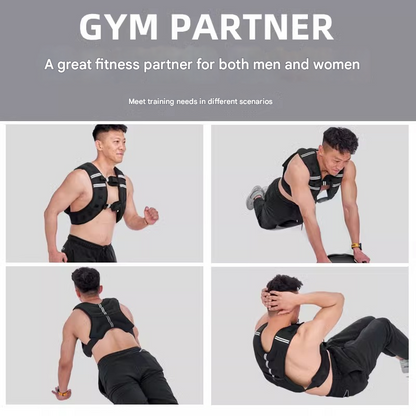 Black Gym Partner Weighted Vest - Adjustable & Reflective for Running, Training & Strength Building(10KG)