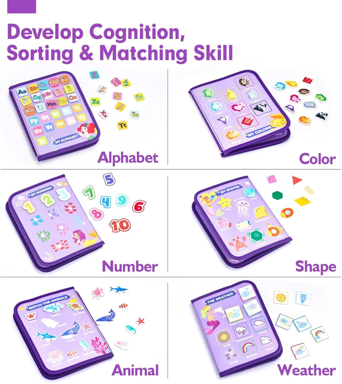 Purple Early Education Learning Board - Felt Activity Board for Toddlers