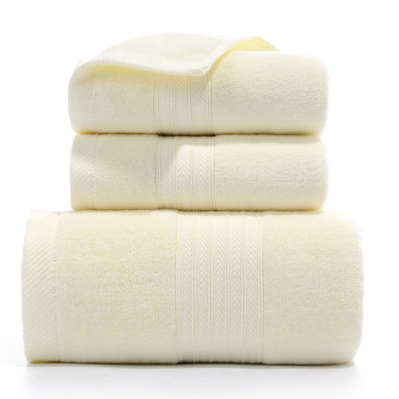 Premium Long-Staple Cotton Towel Set - 2 Hand Towels & 1 Bath Towel Gift Bundle(yellow)