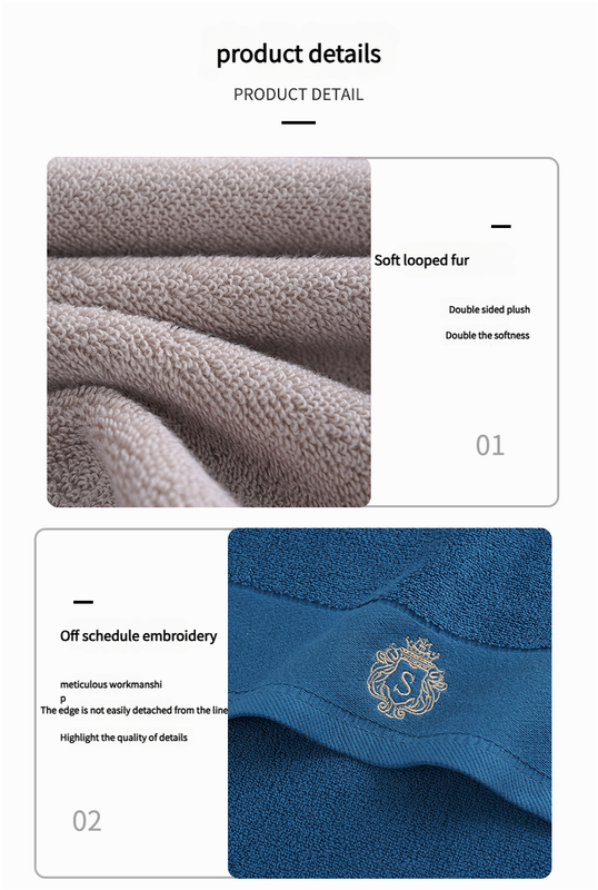 Premium Absorbent Cotton Towel Set - Soft Bath & Hand Towels with Double-Sided Plush(dark grey)