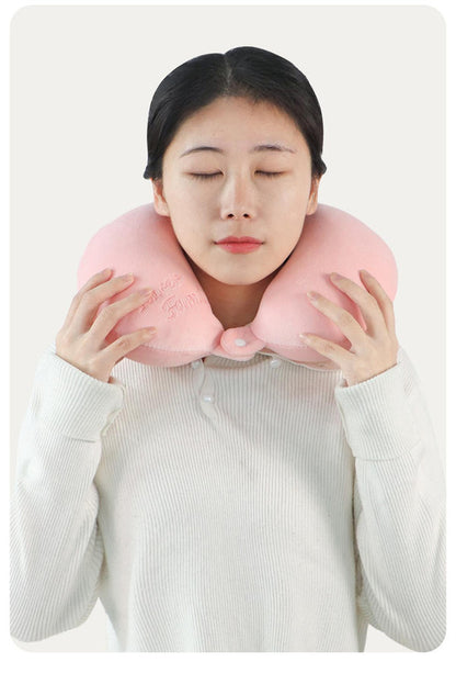 2-in-1 Convertible Eye Mask & Travel Neck Pillow Set - Plush Fabric with Snap Closure(brown)