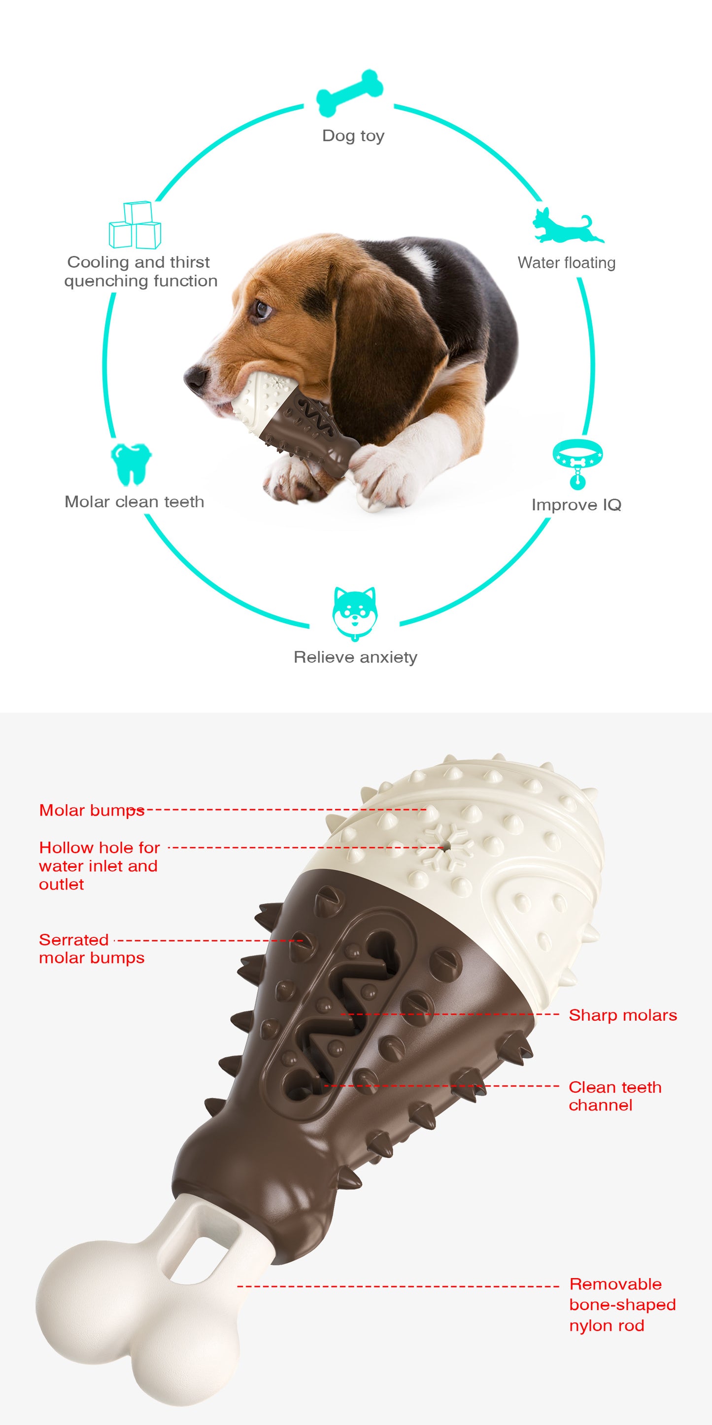 Multifunctional Dog Toy with Cooling, Dental Care & Floating Features(orange)