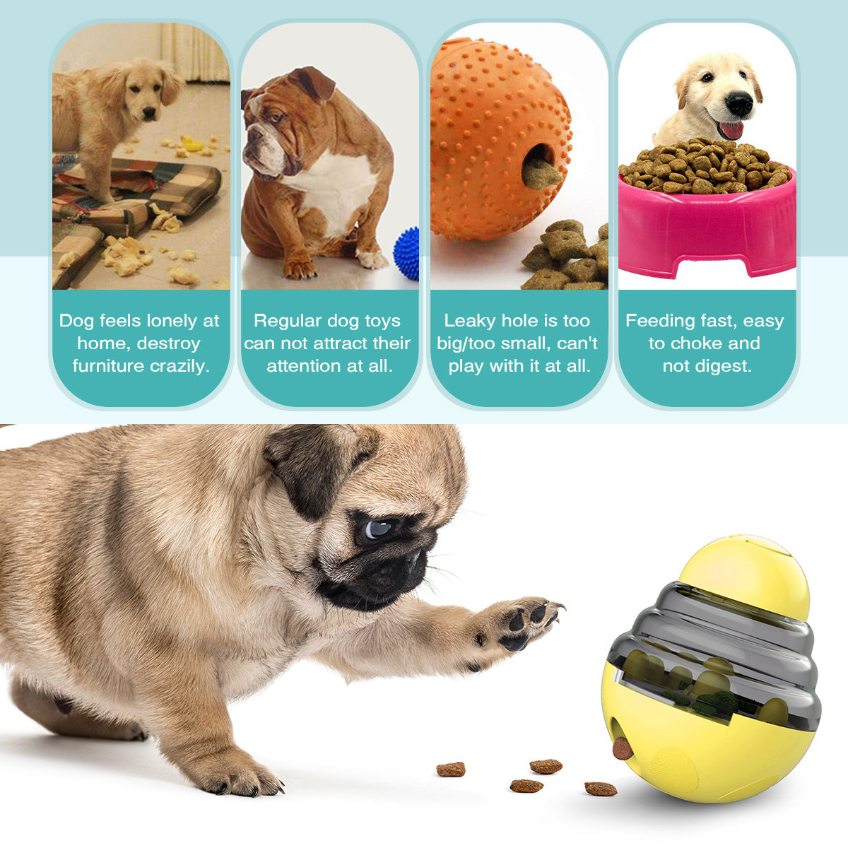Interactive Dog Puzzle Feeder with Adjustable Food Dispensing Holes(Red)