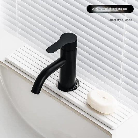 Diatom Mud Faucet Splash Guard & Absorbent Mat - Quick Dry, Non-Slip Sink Organizer(white)