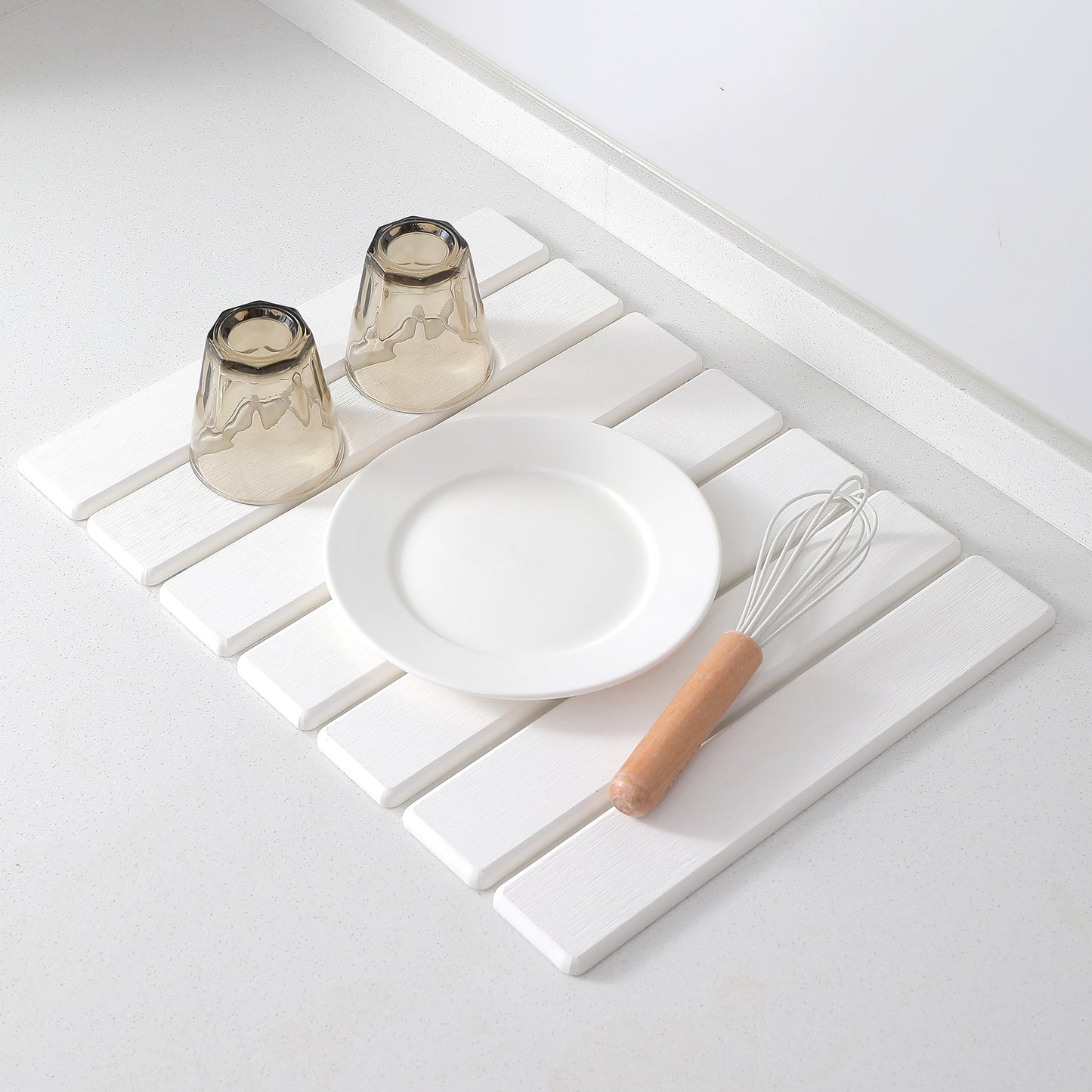 Folding Diatomaceous Earth Countertop Drain Mat - Quick Dry, Non-Slip & Easy Clean Absorbent Pad(dark grey)