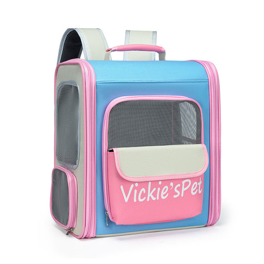 Breathable Pet Carrier Backpack - Large Capacity, Multiple Windows, Oxford Cloth(pink)