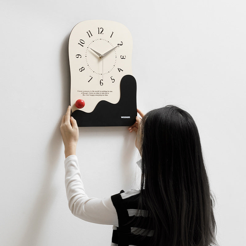 Abstract Modern Wall Clock - Silent Non-Ticking Decorative Clock with Wavy Design & Ceramic Accent(green)